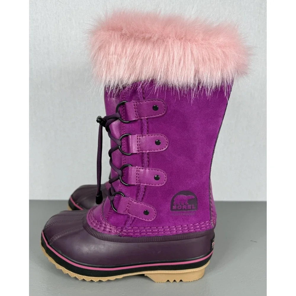 Sorel Joan of Arctic Girls Tall Suede Waterproof Boots‎ Pink Faux Fur US Size 1